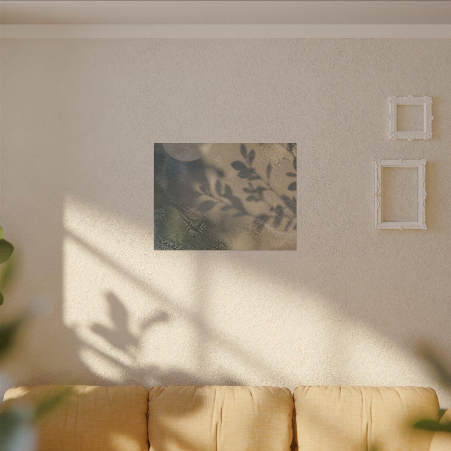 Japandi Shadow Play in Moonlight | Texture Canvas Art