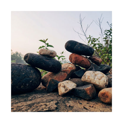 River Stones Spring Wall Art Print | Kintsugi Resilient Design