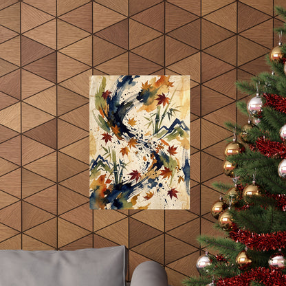 Golden Hour Ink Brushstroke Wall Art Print - Zen Shibui