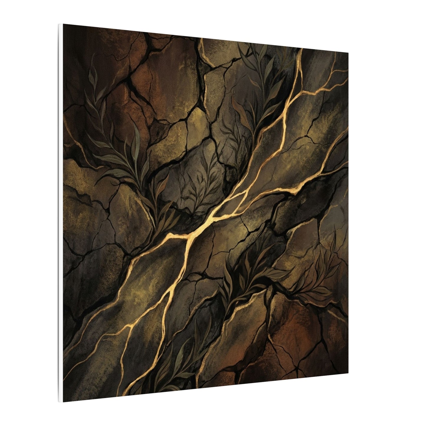 Cracked Earth Charcoal Ink Canvas Art | Bold Dark Japandi Art