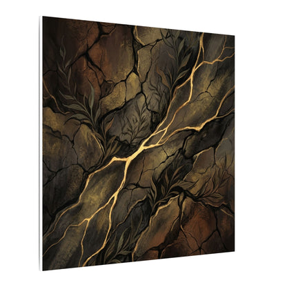 Cracked Earth Charcoal Ink Canvas Art | Bold Dark Japandi Art