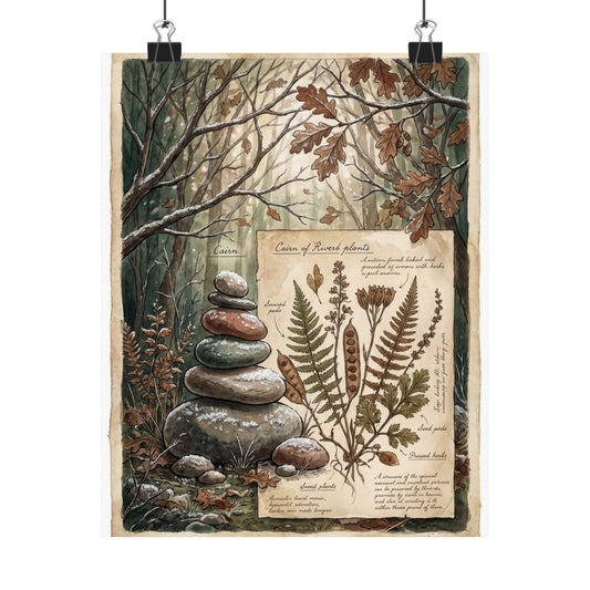Cottagecore River Stones in Dappled | Herbarium Wall Art Print Art Print