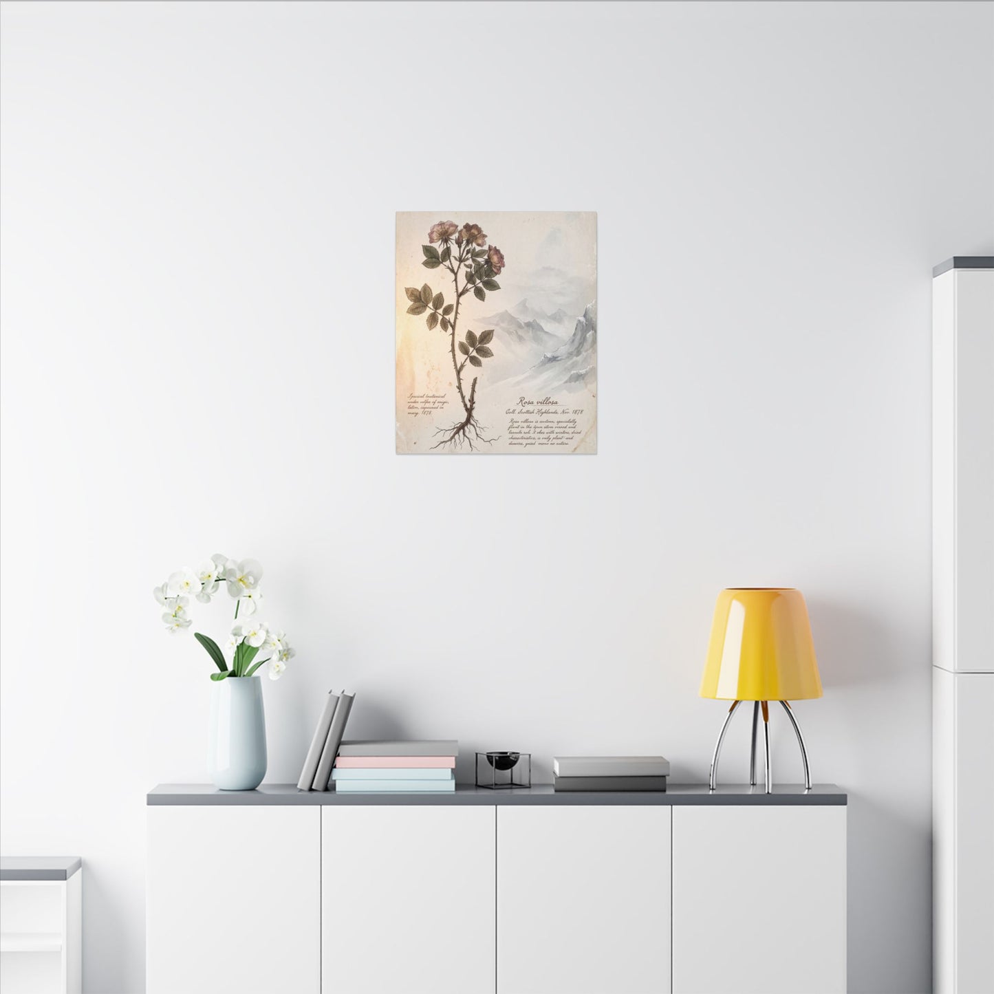 Winter Mountain Mist Herbarium Canvas Art | Earthy Decor