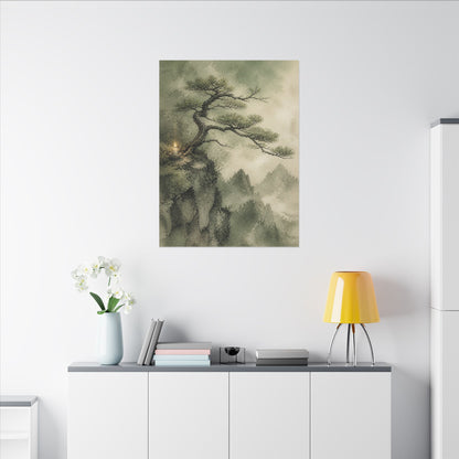 Candlelight Pine Tree Canvas Art - Japandi Kanso