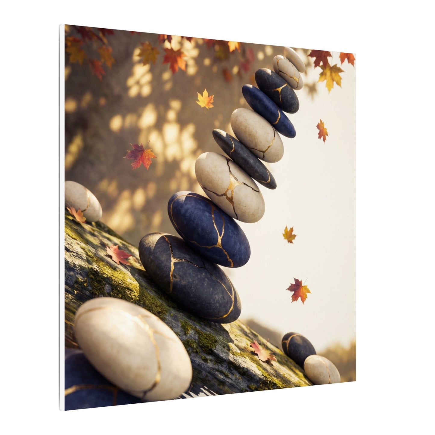 Ma River Stones Canvas Art - Kintsugi Gold Vein