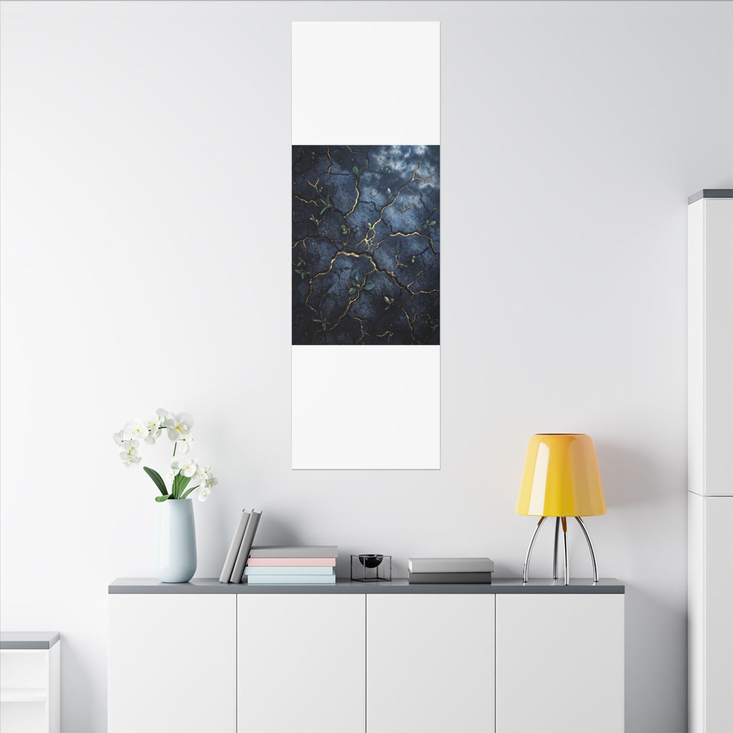 Cracked Earth Spring Canvas Art | Kintsugi Healing Design