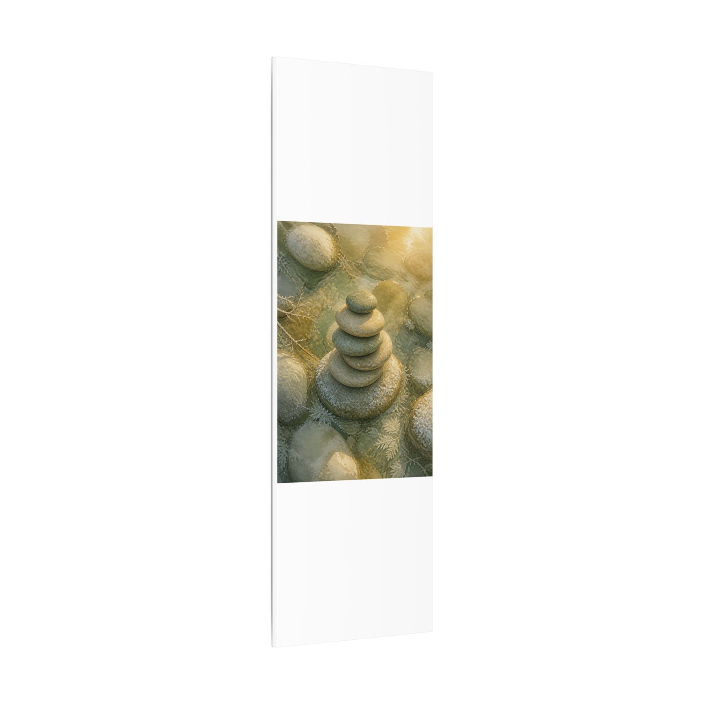 River Stones Watercolor Canvas Art | Elegant Japandi Art