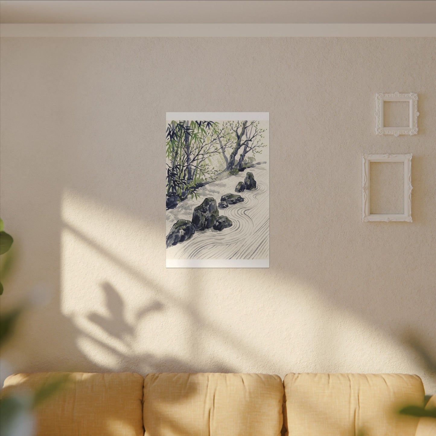 Dappled Rock Garden Canvas Art - Zen Mono No Aware