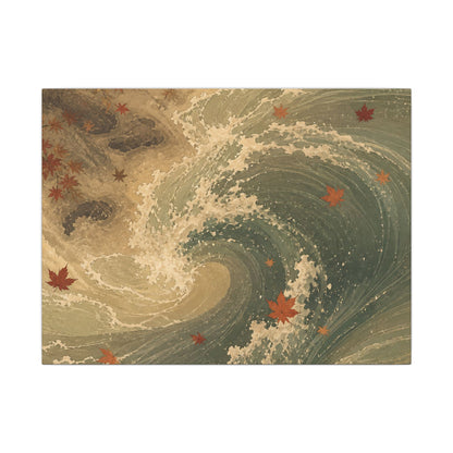 Japandi Ocean Wave in Candlelight | Japanese Pattern Canvas Art