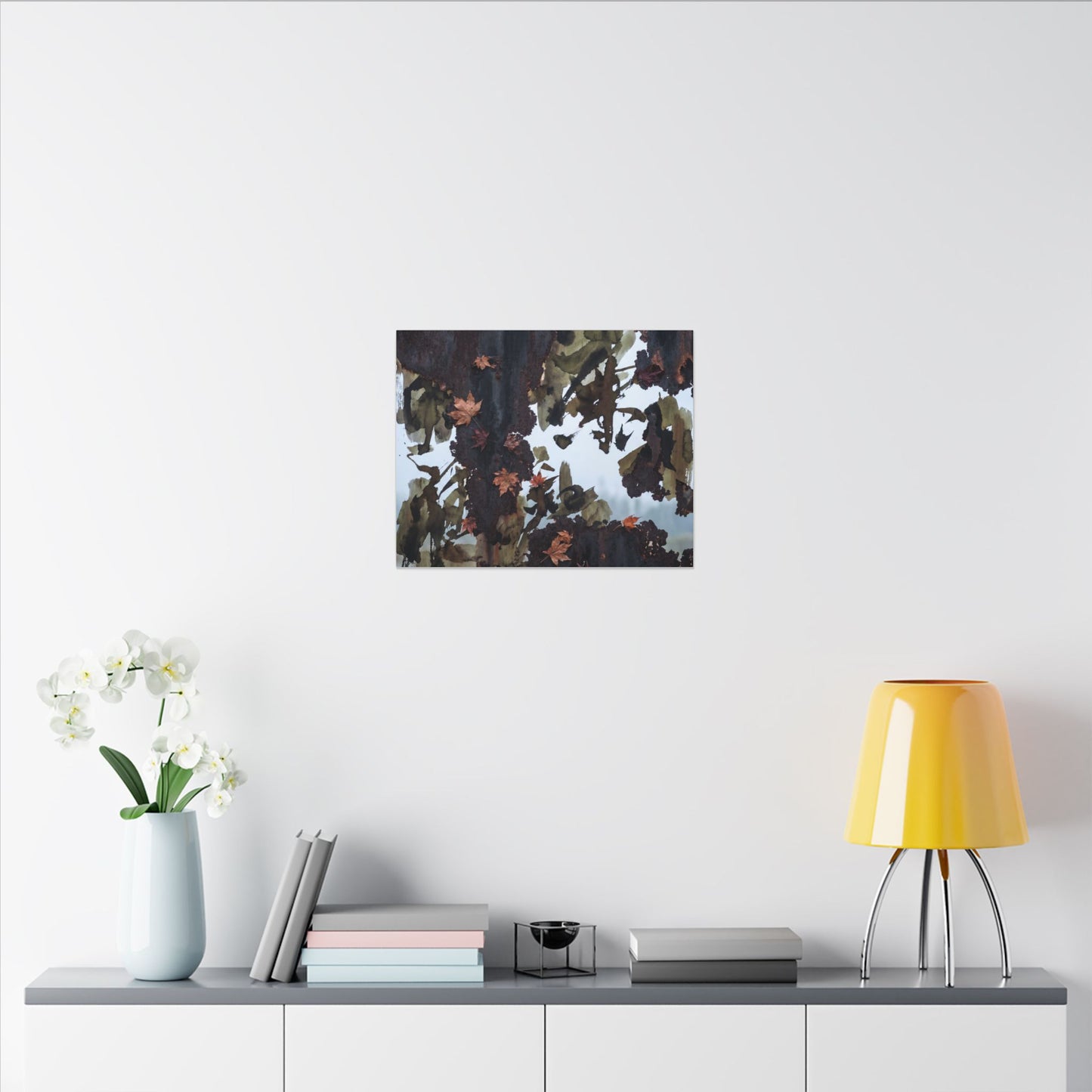 Rust Patina Charcoal Ink Canvas Art | Sophisticated Dark Japandi Art