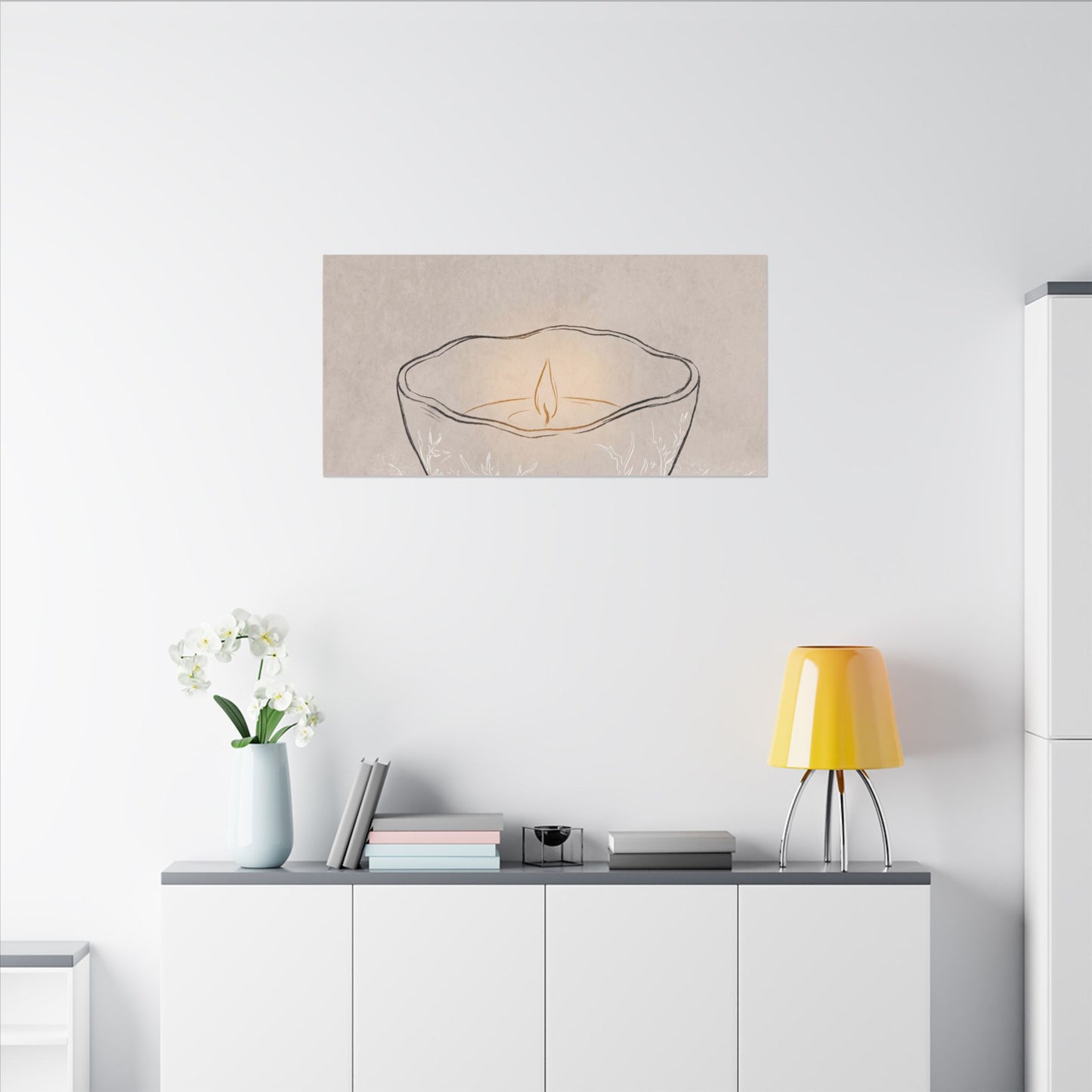 Ceramic Bowl Minimal Line Canvas Art | Neutral Japandi Art