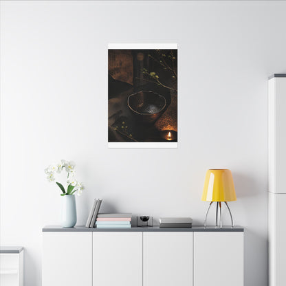 Atmospheric Ceramic Bowl Canvas Art - Shadow Zen Dark Japandi
