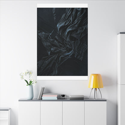Dark Japandi Silk Drape in Moonlight | Moody Minimal Canvas Art