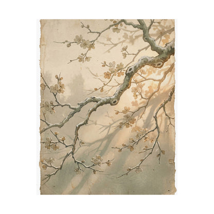 Cherry Blossom Japanese Pattern Wall Art Print | Earthy Japandi Art