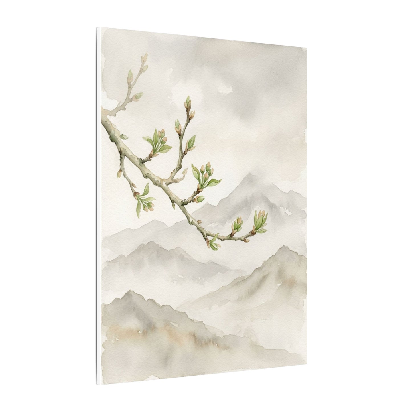 Spring Mountain Mist Watercolor Canvas Art | Cozy Decor