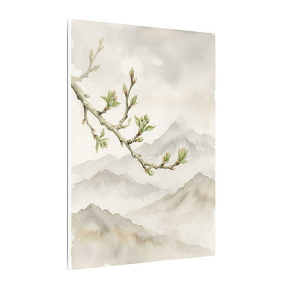 Spring Mountain Mist Watercolor Canvas Art | Cozy Decor