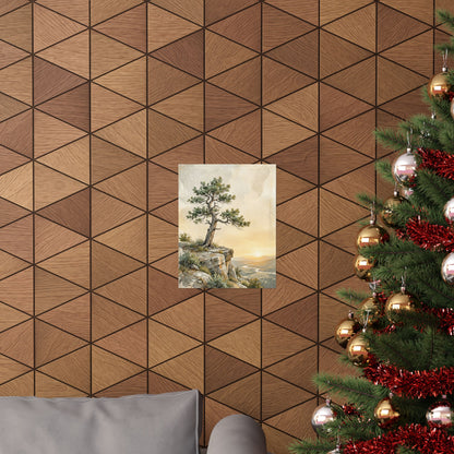 Golden Hour Pine Tree Wall Art Print - Japandi Mono No Aware