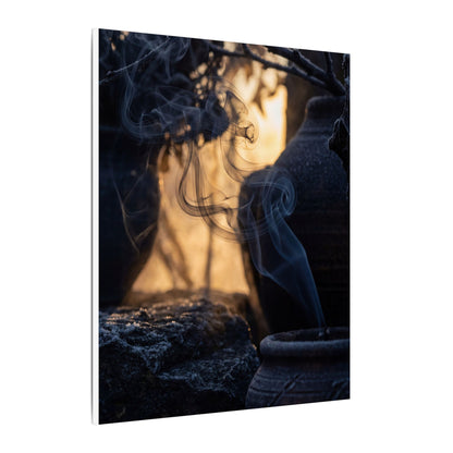 Incense Smoke Canvas Art | Winter Dark Japandi Shadow Zen Art
