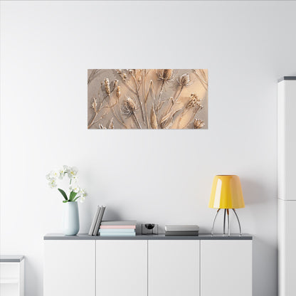Japandi Dried Flowers in Golden Hour | Watercolor Canvas Art