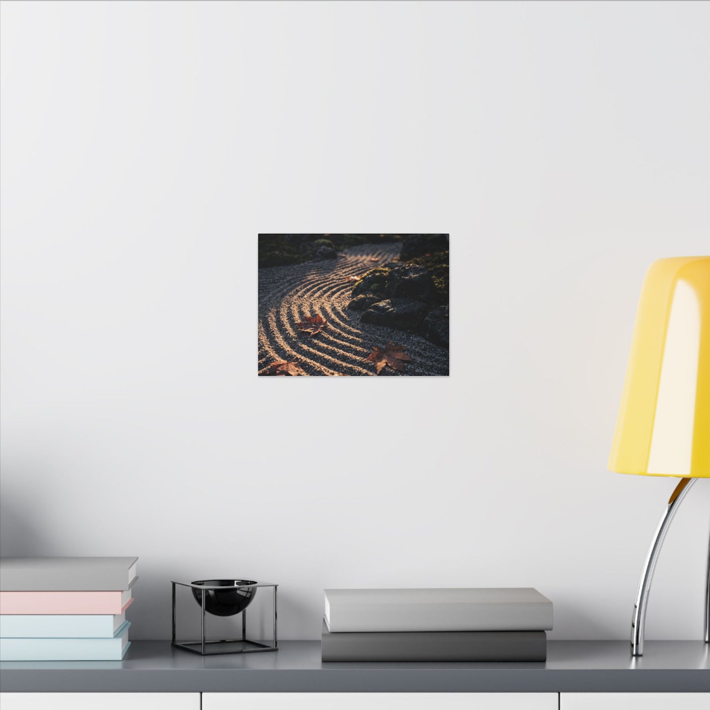 Rock Garden Moody Minimal Canvas Art | Bold Dark Japandi Art