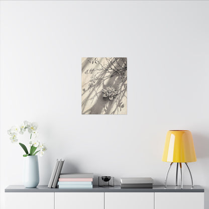 Winter Lotus Flower Sumi E Canvas Art | Contemplative Decor