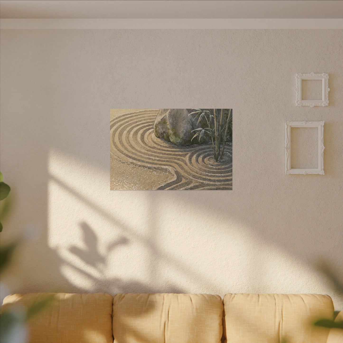 Rock Garden Winter Canvas Art | Zen Peaceful Design