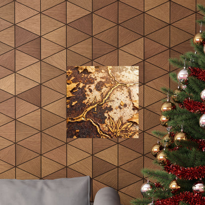 Rust Patina Wall Art Print | Autumn Kintsugi Gold Vein Art
