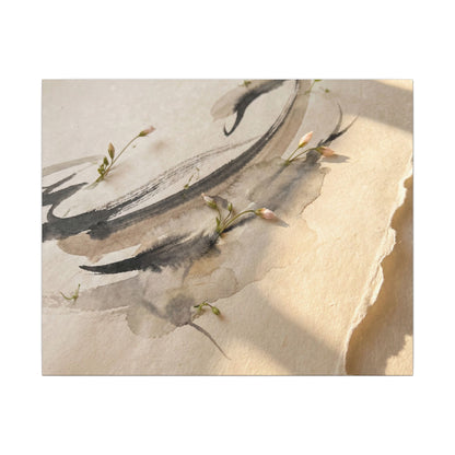 Ink Brushstroke Watercolor Canvas Art | Neutral Japandi Art