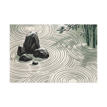 Shibui Rock Garden Canvas Art - Zen Ukiyo E Inspired