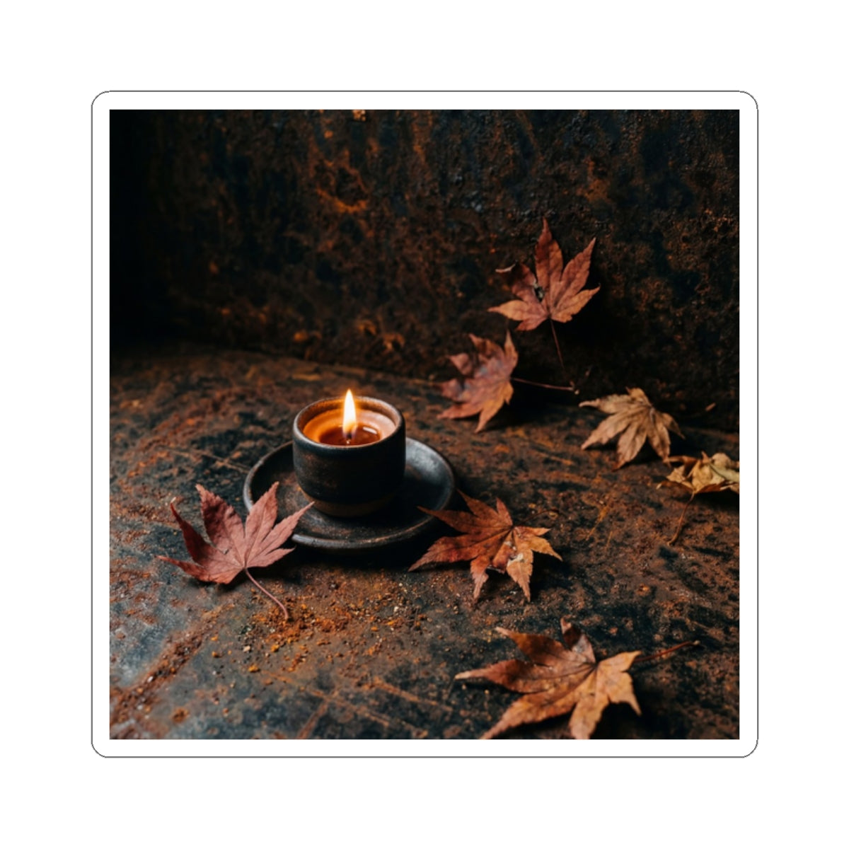 Sophisticated Rust Patina Sticker - Shadow Zen Dark Japandi Art Print