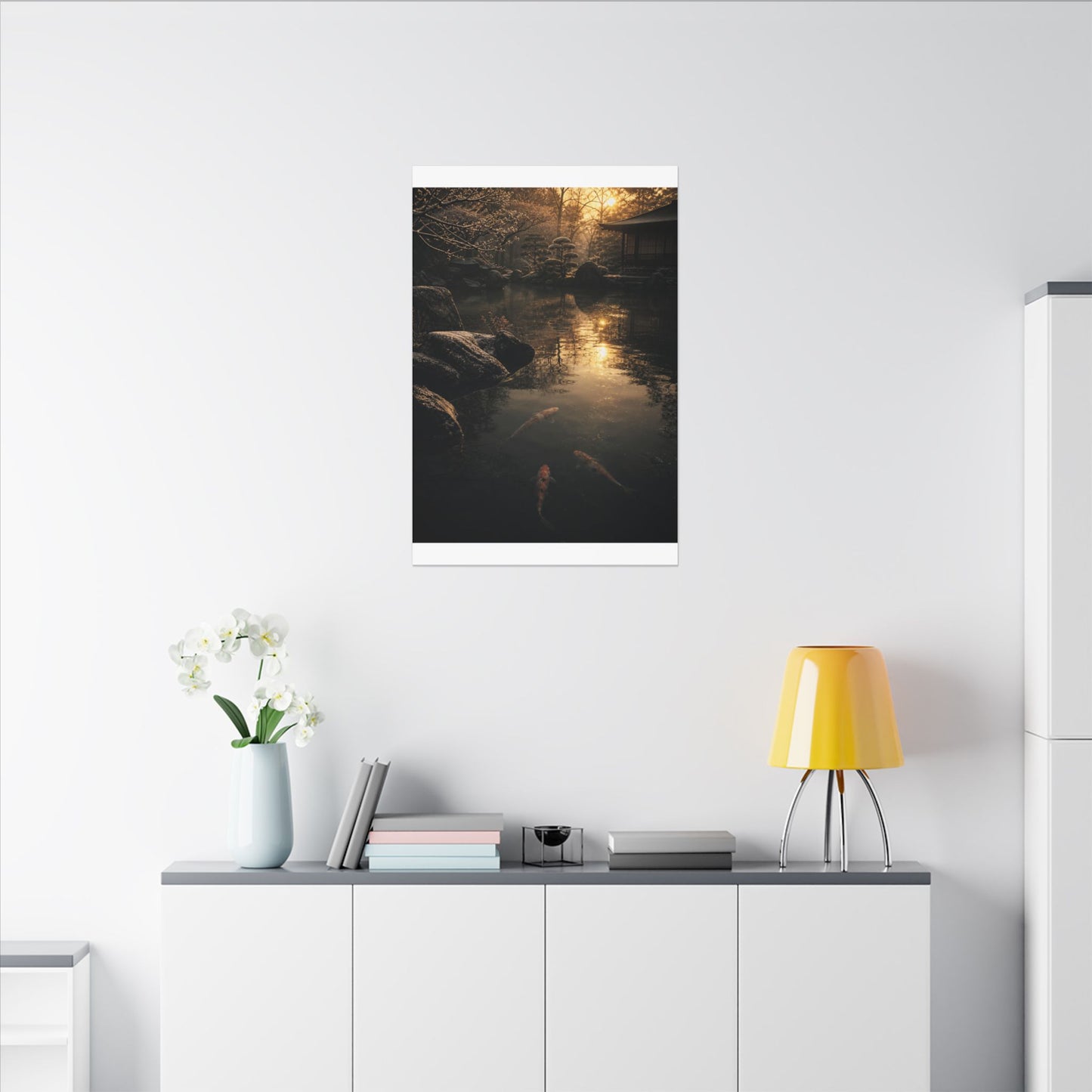 Winter Koi Pond Shadow Zen Canvas Art | Bold Decor