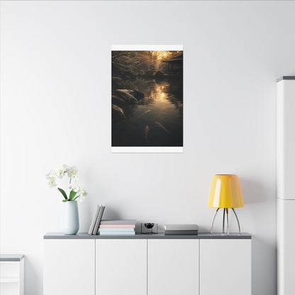 Winter Koi Pond Shadow Zen Canvas Art | Bold Decor