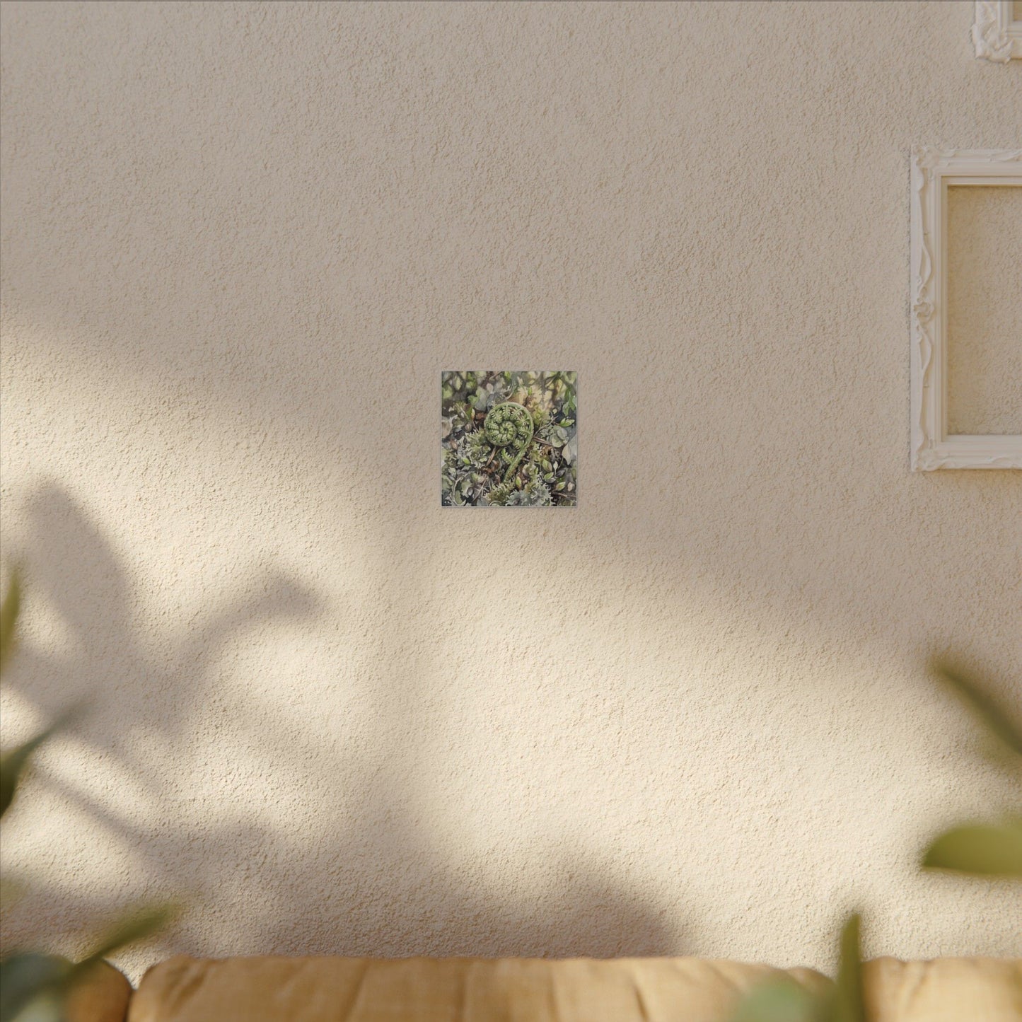 Fern Unfurling Spring Canvas Art | Japandi Neutral Design