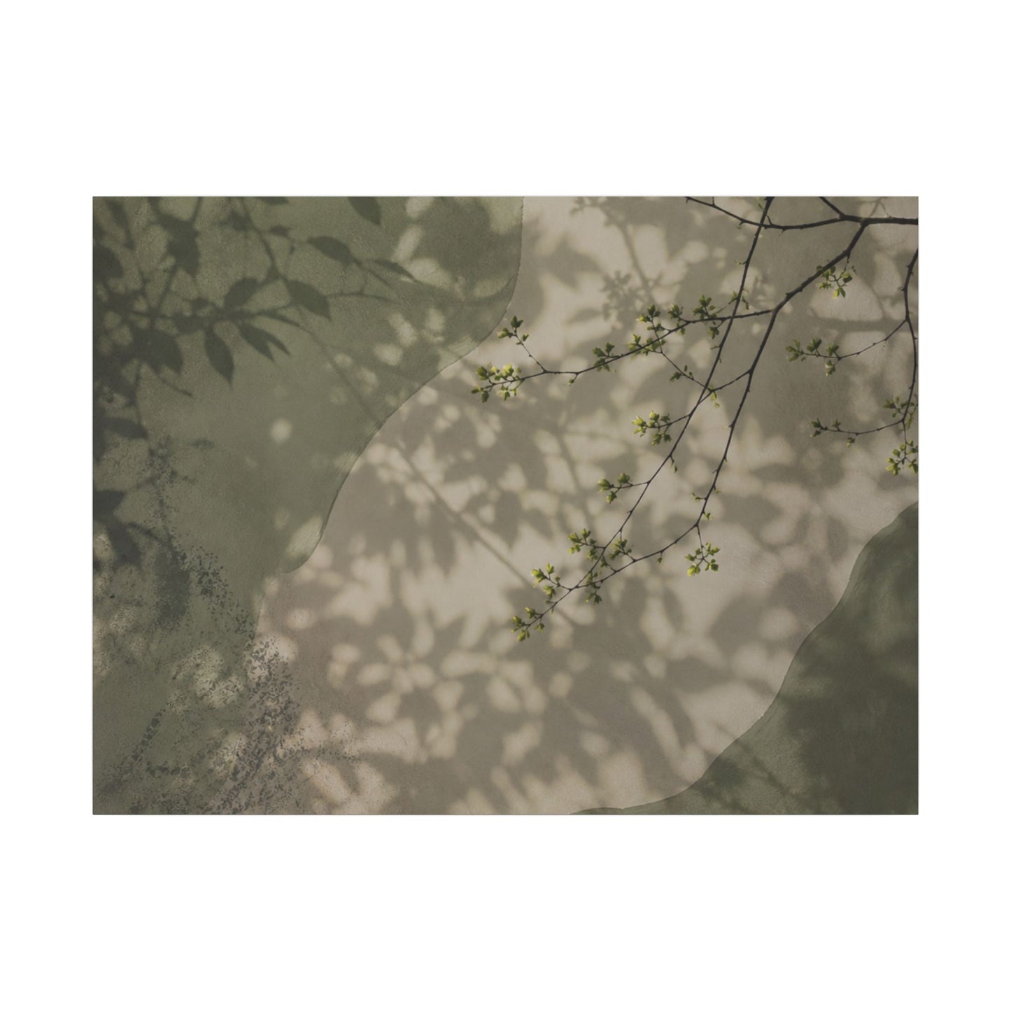 Neutral Shadow Play Canvas Art - Japanese Pattern Japandi