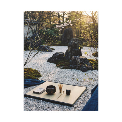 Zen Tea Ceremony in Golden Hour | Karesansui Canvas Art