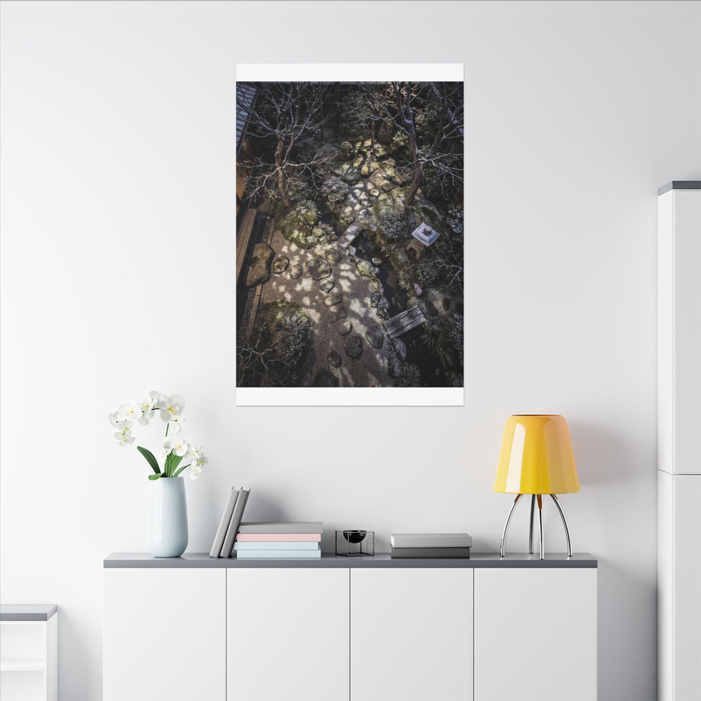 Moonlit Garden Japanese Pattern Canvas Art | Elegant Japandi Art