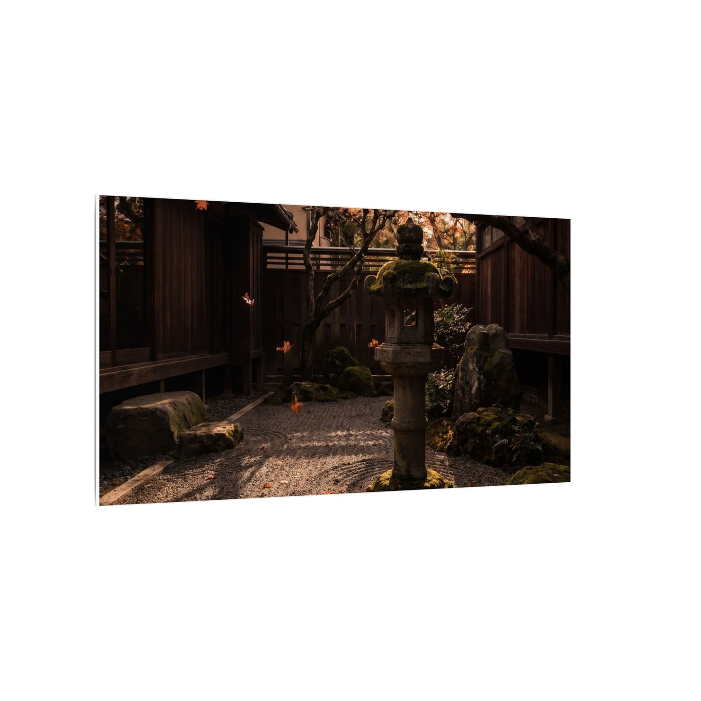 Seijaku Stone Lantern Canvas Art - Dark Japandi Shadow Zen