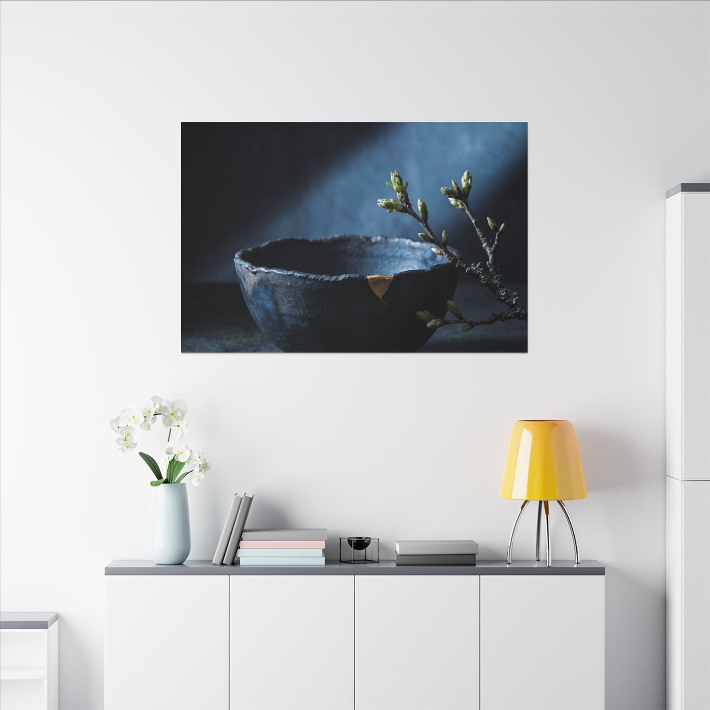 Sophisticated Ceramic Bowl Canvas Art - Shadow Zen Dark Japandi