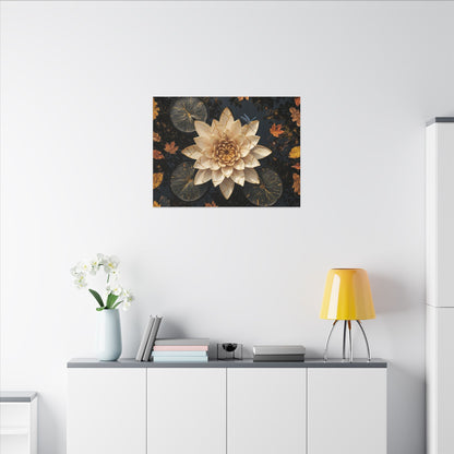 Kintsugi Lotus Flower in Dappled | Gold Repair Canvas Art