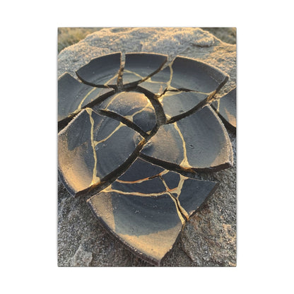 Broken Pottery Winter Canvas Art | Kintsugi Resilient Design