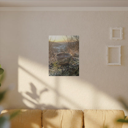 Golden Hour Ceramic Bowl Canvas Art - Japandi Shibui