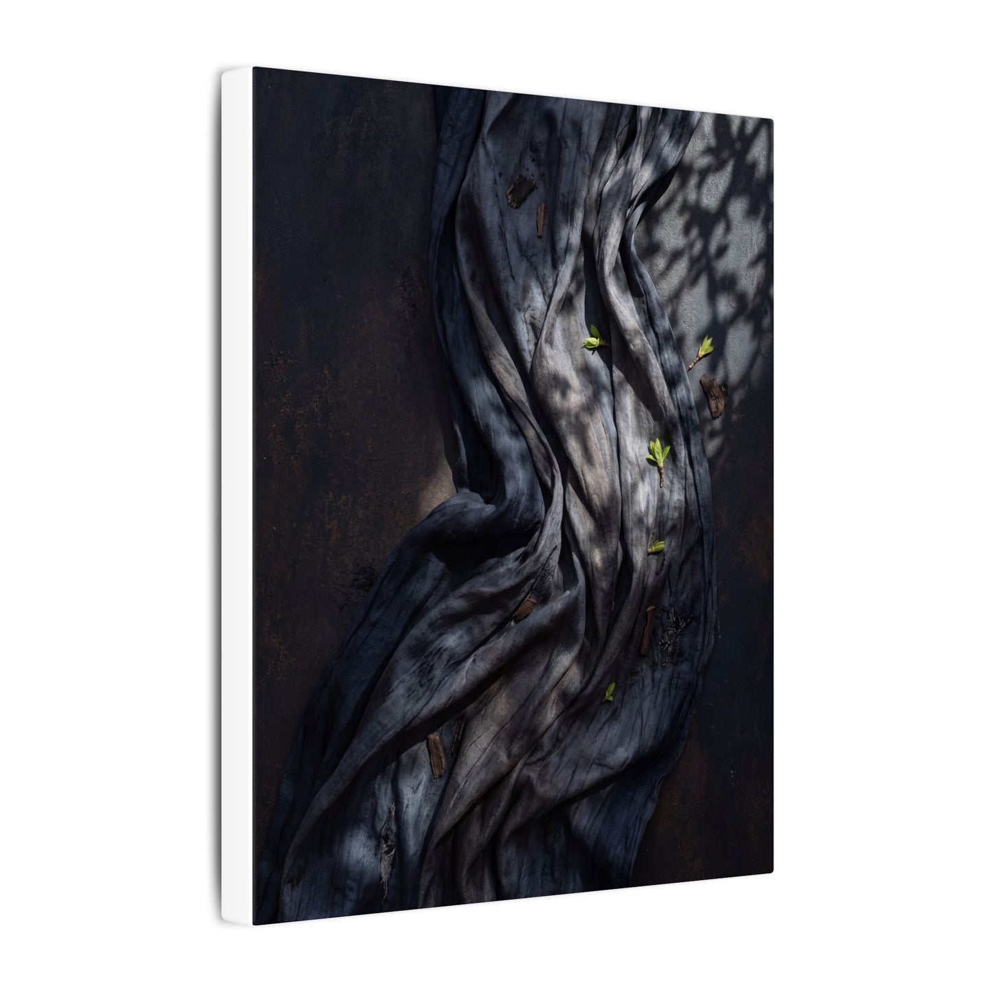 Seijaku Silk Drape Canvas Art - Dark Japandi Dark Texture