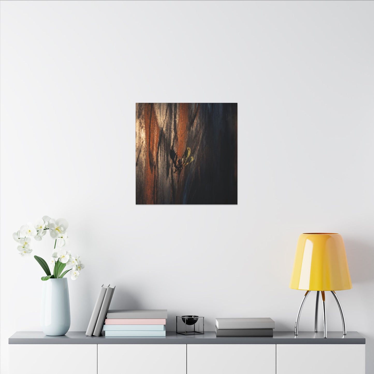 Rust Patina Charcoal Ink Canvas Art | Moody Dark Japandi Art