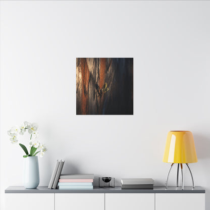 Rust Patina Charcoal Ink Canvas Art | Moody Dark Japandi Art