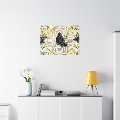 Zen Rock Garden in Golden Hour | Sumi E Canvas Art