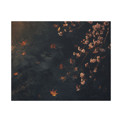 Golden Hour Cherry Blossom Canvas Art - Dark Japandi Kanso