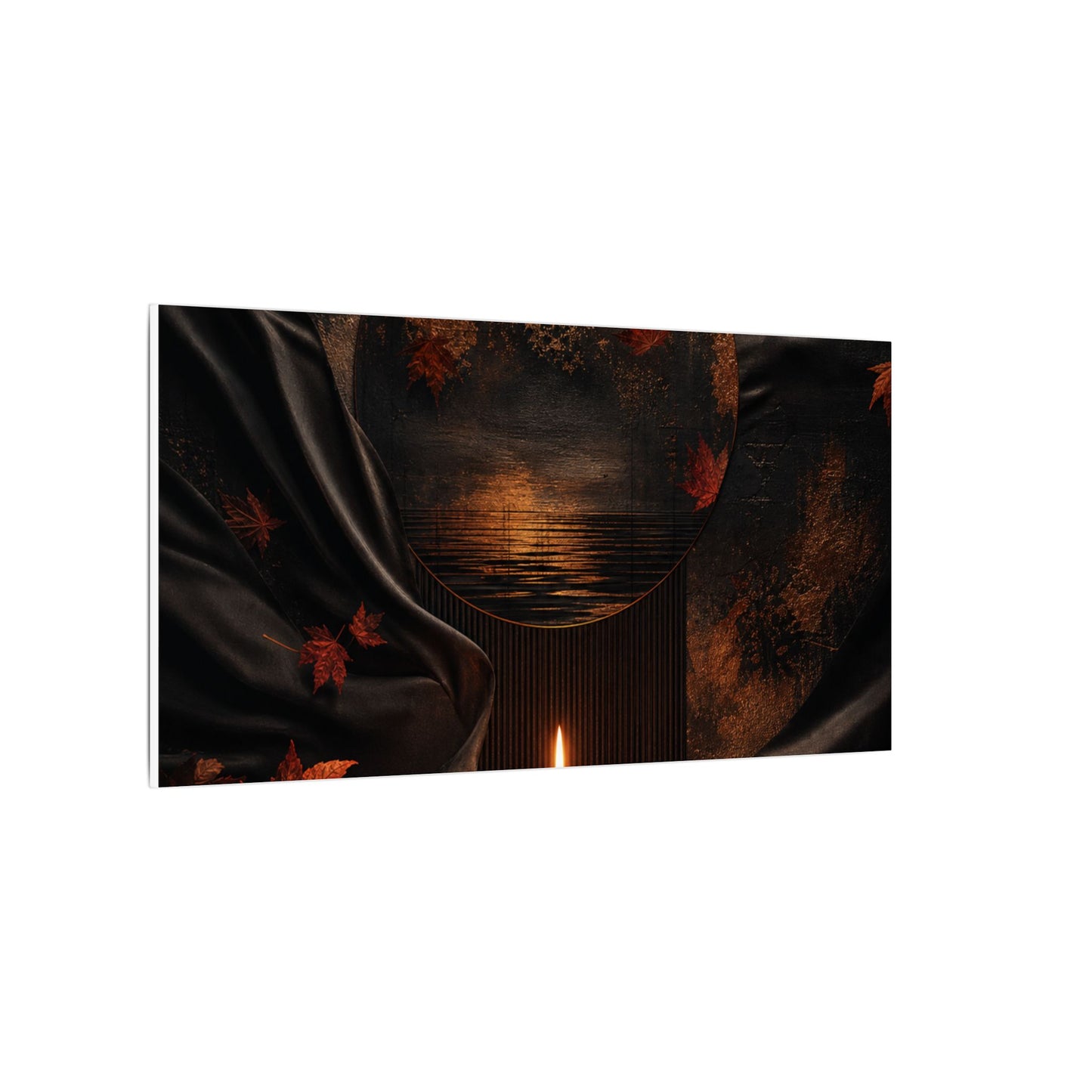 Silk Drape Autumn Canvas Art | Dark Japandi Moody Design