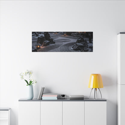 Candlelight Rock Garden Canvas Art - Dark Japandi Fukinsei