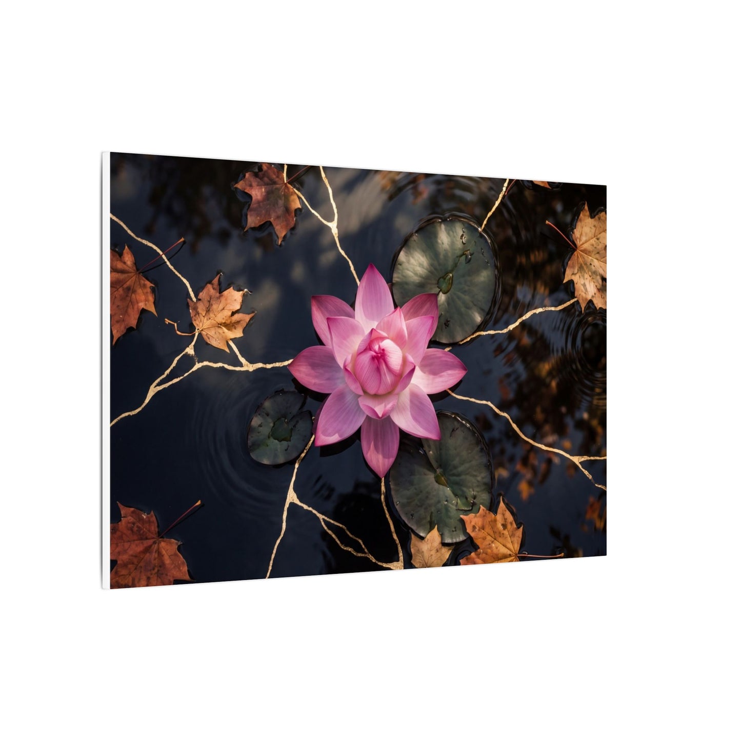 Ma Lotus Flower Canvas Art - Kintsugi Gold Vein