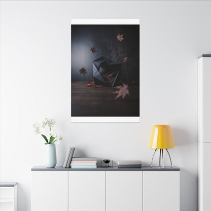 Dark Japandi Paper Fold in Dawn | Shadow Zen Canvas Art
